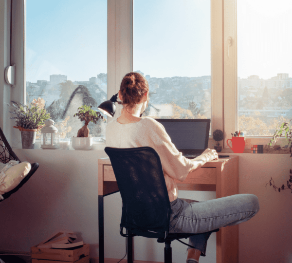 A Lady working remotely